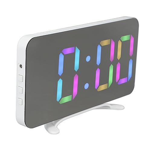 Omquot RGB Reloj Electronic LED Color Mirror Clock Oficina Eléctrica Awakening para Estudiantes 3-5V