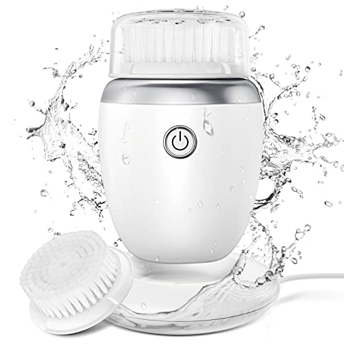 Facial Cleansing Brush Face Scrubber: Electric Sonic Vibration Rechargeable Exfoliating Deep Cleaning Facebrush Skin Exfoliator Waterproof Wireless Charging Cleanser System Device