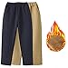 Kids School Uniform Fleece Lined Winter Warm Dress Pants Pants Elastic Waist Pull-On Corduroy Trousers with Pockets 8-9 Years Khaki