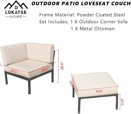 Image of LOKATSE Home 2 Piece Corner & Armless Sofa Outdoor Furniture Sectional Couch Set Patio Loveseat