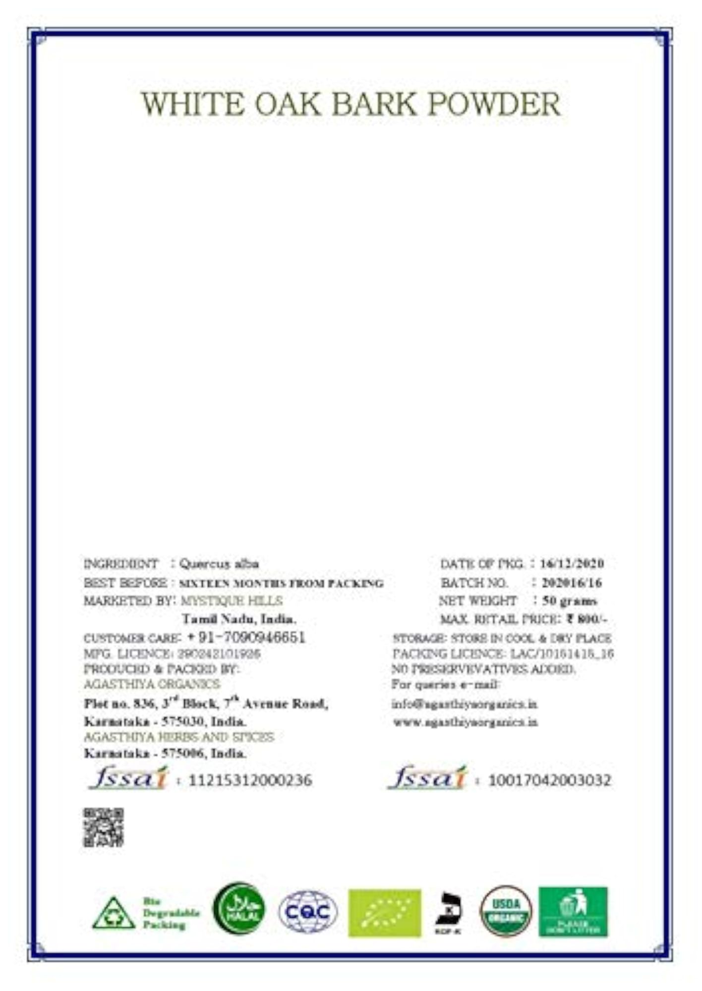 Oak Bark Powder, 100 Gms