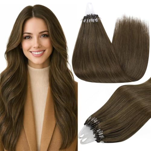 Image of Full Shine Micro Bead Hair Extensions, 24 Inch 50g 50s Chestnut Brown