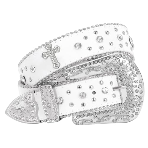 Image of Sparkly Rhinestone Diamond Sequin Studded Belt for Men & Women - Western Cowgirl Cowboy Style