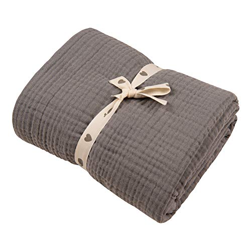 Image of Muslin Blankets, Baby Toddler Quilt, 4 Layers, 100% Cotton Stroller Blanket, Hypoallergenic, Super-Soft, Breathable and Lightweight Swaddle, Nursery & Crib Blanket, Large (47 X 35 inch) (Sharkskin)