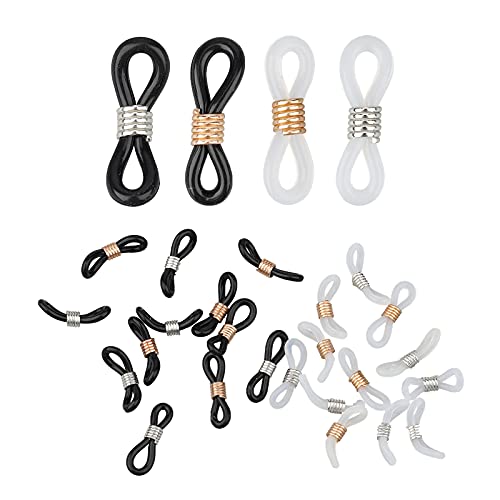 KINBOM 40Pcs Adjustable Eyeglass Chains Ends Silicone Eyeglass Connector Eyeglass Chain Loop Holder for Eyeglass Holder Necklace Chain Strap