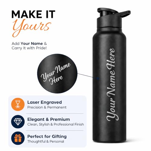 Image of Fitness Mantra Name Customisation 1 Litre Water Bottle | Personalised Bottle with Custom Name Engraving | BPA Free, Leakproof | Ideal for Gym, School & Gifting| Pulse|