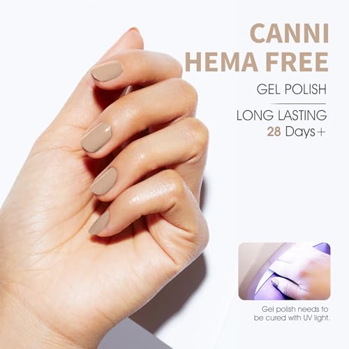 Image of CANNI Nude Gel Nail Polish, 1Pcs Light Brown Gel Polish Nude Color Nail Polish High Gloss Soak Off U V Nail Manicure Salon DIY at Home