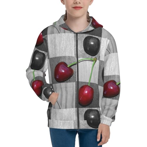 Cherries laid Kids Pullover Hoodies Boys Zip Up Sweatshirts Girls Athletic Clothes with Pocket3