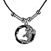 Dragon in Circle Pewter Pendant - Black Leather Necklace with Beads