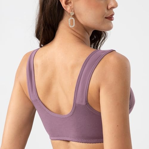 Image of Daisy Bras for Older Women Front Closure, Comfort Breathable No Underwire Daisy Bra for Seniors Purple 40