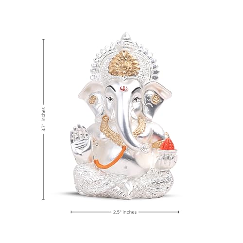 Figura Decorativa Ganesha Plata 3.7 pulgadas miniatura 6