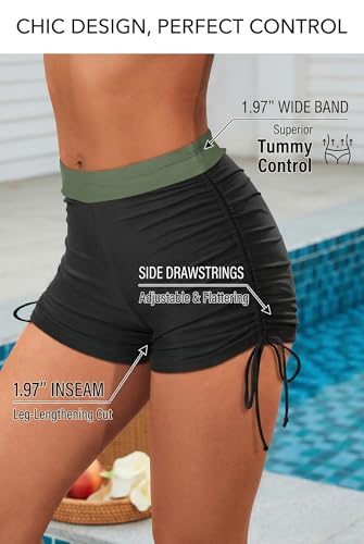 Image of Yonique 3 Piece Tankini Swimsuits for Women Swim Tank Top Bathing Suits with Boy Shorts and Bra Athletic Swimwear