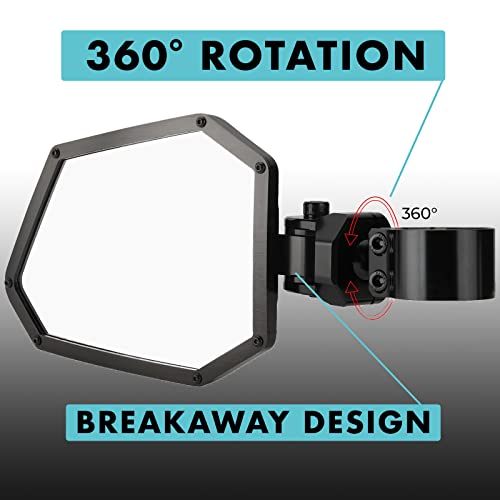 Image of CUERO PRO SILVER 2.0 inch - Side Mirrors for UTV Set - UTV Mirror Set Includes 2 Mirrors - Compatible with Bar Size of 2.0 inch - RZR Rear View Mirror Built to Go Off-Road