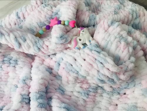 Alize Puffy Color Baby Blanket Yarn Big Loop Lot Of 3Skn 300Gr 30Yds 100% Micropolyester Soft Yarn Hand Knitting Yarn Super Chunky Bulky Woven Worested Yarn (5864) #TOP4