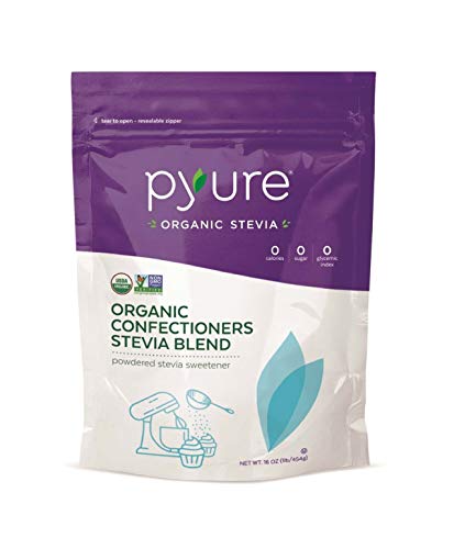 Pyure Organic Powdered Confectioners Stevia Sweetener Blend, 2:1 Sugar Substitute, 1 Pound (16 Ounce)