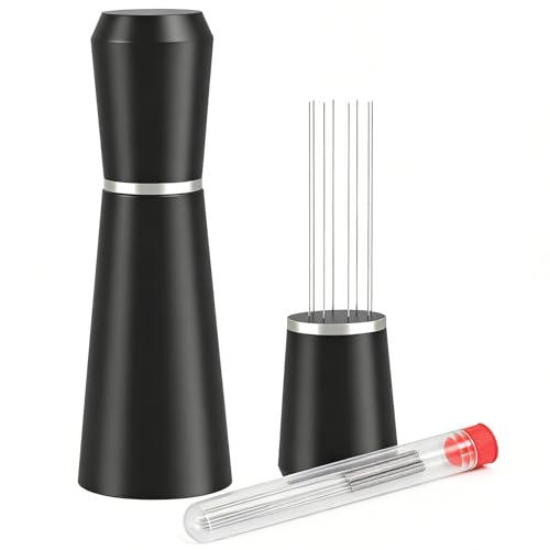 Jeymei WDT Espresso Distribution Tool,Espresso Whisk with 8 Extra 0.35mm 304 Stainless Steel Needles，Espresso Comb Tool for Barista Black Coffee Ground Stirrer
