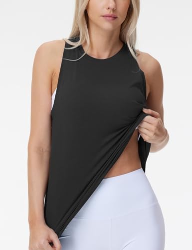 THE GYM PEOPLE Women's Crew Neck Workout Tank Tops Loose Fit Sleeveless Athletic Yoga Running Shirts4