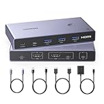 UGREEN KVM Switch [ USB C & HDMI Input ] Support 4K@60Hz, 4 Port USB KVM Switches for 2 Computers Share 1 Monitor and Keyboard/Mouse/Hard Drives/Printer, KVM Switcher for MacBook, Mac Mini, PC