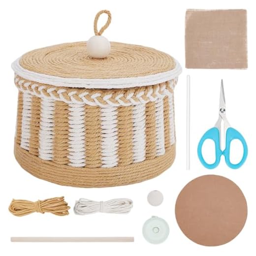 FREEBLOSS Woven Basket Kit Round Cardboard Woven Basket Kit DIY Woven Basket Set Macrame Cord Woven Basket Kit for Beginners Basket Weaving Supplies Multifunctional Hand-Woven Storage Basket