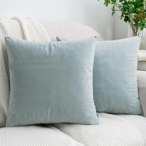 HWY 50 Grey Blue Throw Pillow Covers Velvet 22x22 Inch Pack of 2