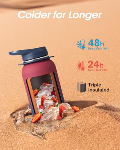 Image of Coolflask 32 oz Water Bottle Insulated Stainless Steel with Strap