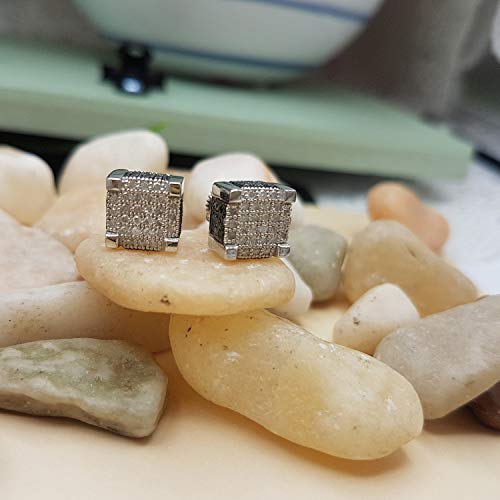 Dazzlingrock Collection 1.00 Carat (ctw) Round Black & White Diamond 8.8mm Micro Pave Hip Hop Iced Out Studs, Screw Back, Unisex Design Ladies, Mens Real Diamond Earrings3