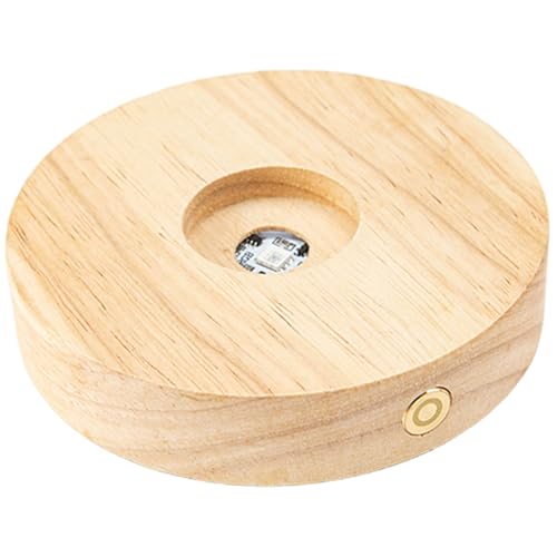 Base de lumière LED tactile en bois rond pour l'art en verre et les statues en cristal