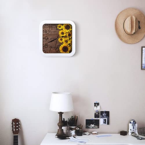 Pendule murale bois tournesols 26cm pour déco moderne maison - 7