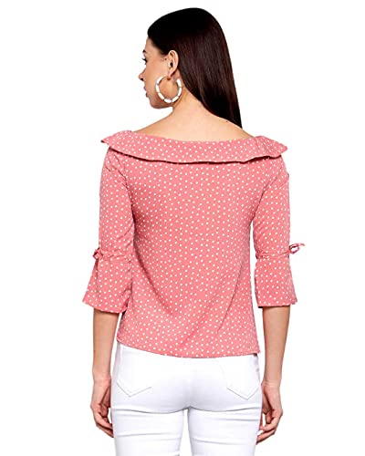 Image of Style Quotient Women Polka Printed polycrepe Smart Casual top