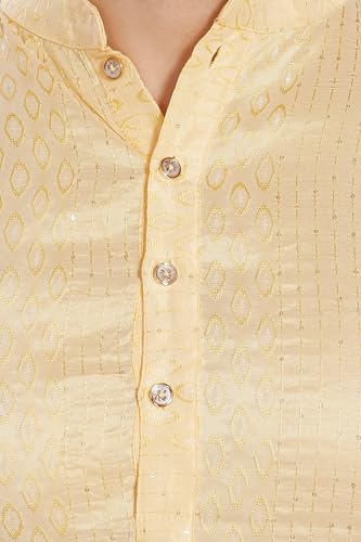 Image of DIVISIVE Men's Jequard Embroidered Art Silk Slim Fit Only Kurta