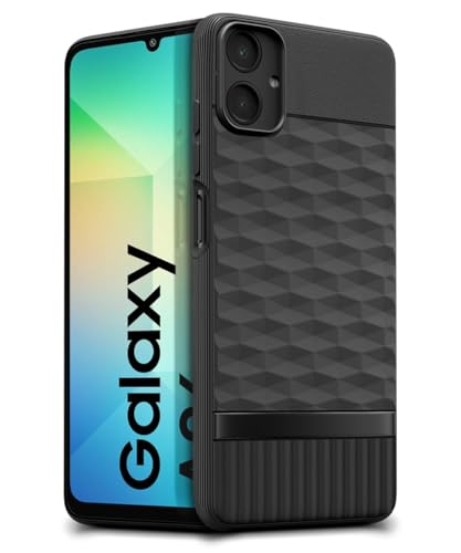Image of WOW IMAGINE Back Cover for Samsung Galaxy A06 with Hexa Cube Design | Ultra Slim Soft Rubberised Case | Inner Velvet Fabric | Matte Silicone Flexible Mobile Case | Camera Protection - Black