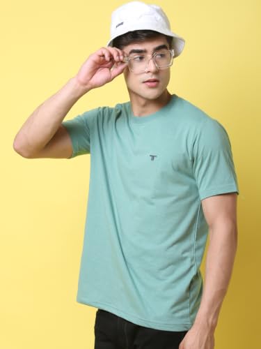 Image of Pinkmint Men's Cotton Blend T-Shirt ll Soild Round Neck T-Shirt ll Stylish Half Sleeve T-Shirt's (Pack of 1)