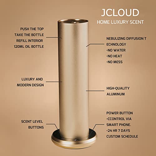 Jcloud Smart Scent Air Machine With Nebulizing Diffusion System For Home, Bluetooth Waterless Essential Oil Diffuser For Oils, Cold Air Technology Aromatherapy Diffuser For Large Room, Office, Gold #TOP1