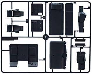 Black plastic sprue with engine and chassis components