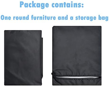 Flymer Round Garden Table Cover Outdoor Patio Furniture Covers Waterproof for Outside Hot Tub, Black(Φ239*58 cm)