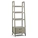 Simpli Home 3AXCSAW-06-GR Sawhorse Solid Wood 72 inch x 24 inch Modern Industrial Ladder Shelf with Storage in Distressed Grey
