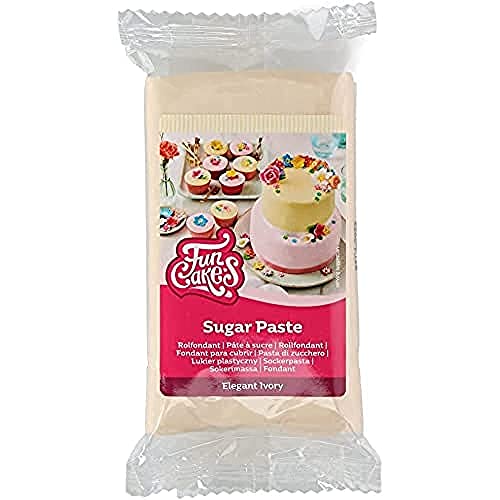 FunCakes Rollfondant Elegant Ivory: Einfach zu verwenden, glatt, flexibel, weich und biegsam, perfekt zum Dekorieren von Kuchen, halal, koscher und glutenfrei, 250 g