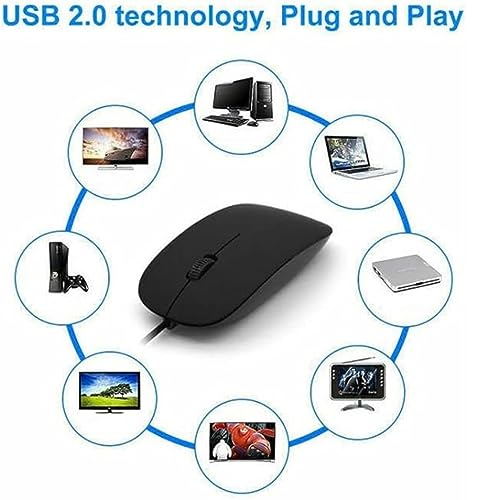Ultra-Slim USB Wired Mouse, Slim Optical Wired Mouse with 1200 DPI, 3 Buttons, Lightweight and Comfortable - Compatible with Windows, Mac, and Linux For PC Laptop Desktop and Computer. (Black) - Image 3