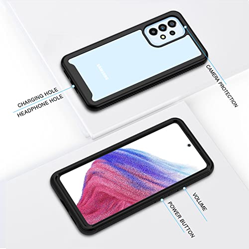 CENHUFO for Samsung A53 Case, Samsung A53 5G Case Built-in Screen Protector Military Grade Shockproof Clear Cover 360 Full Body Protective Rugged Bumper Phone Cover for Samsung Galaxy A53 5G -Black - Image 3