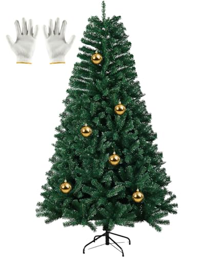 Albero di Natale 180cm con 800 Rami, 6 Palline Dorate Lucide,...