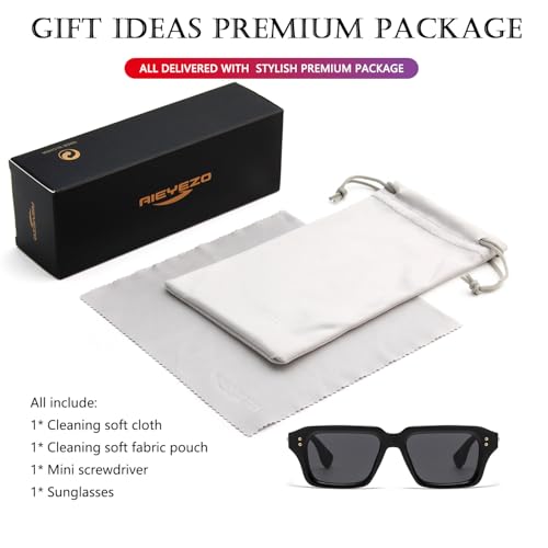 Image of AIEYEZO Rectangle Sunglasses for Men Women Fashion Square Frame Sun Glasses 90's Retro Designer Shades