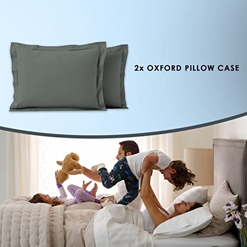 Pizuna Luxurious Cotton King Size Oxford Pillowcases 2 Pack Dark Grey 50x90cm - Image 4