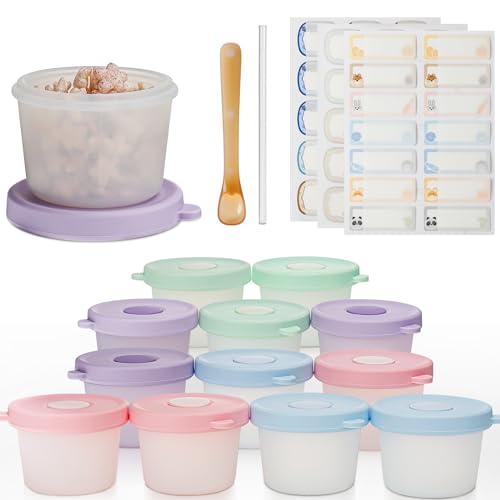 Image of DIMBRAH Silicone Baby Food Containers-12pcs, 5oz Baby Food Storage Containers with Lids, Microwave, Dishwasher & Baby Food Freezer Storage Safety