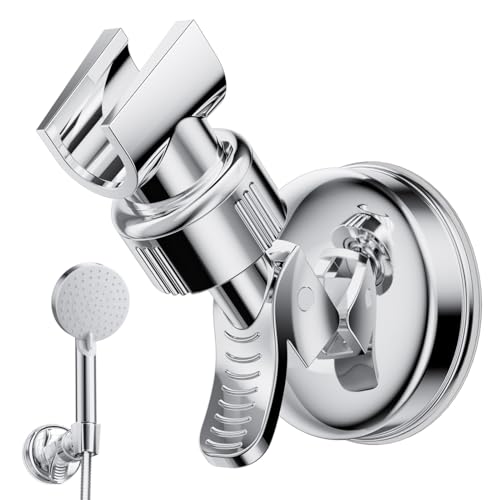 GlasFlength Support de pommeau de douche avec ventouse, support de douche sans perçage, support de pommeau de douche réglable amovible à 360 °, support de...