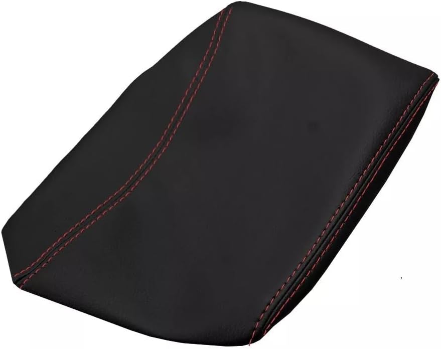 PVC Console Lid W/Cupholder Cover Compatible with Ford Ranger 2000-2006 (Black, Red Stitch)