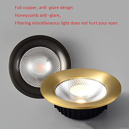 Cctung 3000K, 4000K, 6000K Dimmable Led Recessed Ceiling Light Gold Brushed Brass Baffle Trim Recessed Light, Recessed Can Light #TOP4