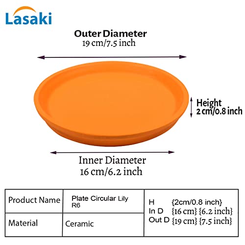 Image of Lasaki Round Lily Ceramic Bottom Tray /Plate for Planter (6-inch, Set of 2) | Dripping Tray for Pots & Succulents | Indoor & Outdoor Planters Home Garden Decor | (Plants Not Included)