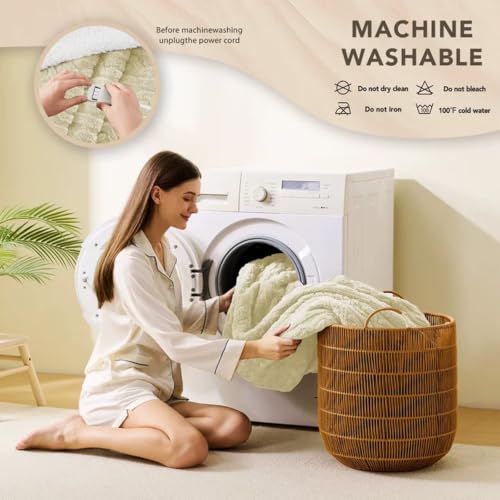 Image of Homemate Electric Heated Blanket Full Size - 72 inchx84 inch Heating Bed Blankets Throw with 8 Hours Auto Off 10 Heating Levels Fast Heating Over-Heated Protection Soft Warm Flannel Bed ETL Certified