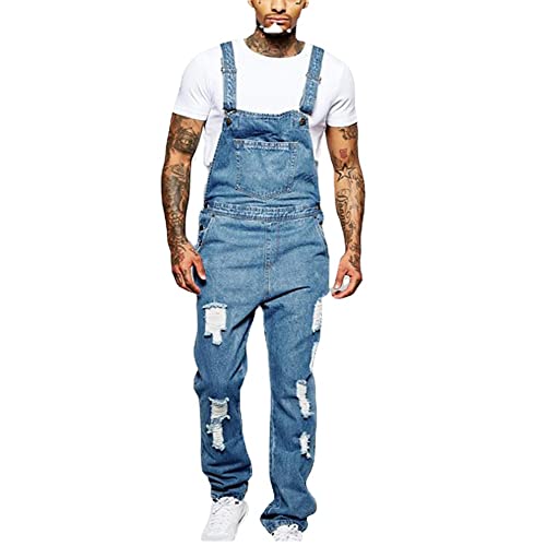 Combinaison en jean ajustée homme pantalon décontracté avec poche