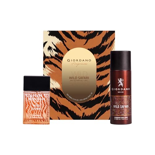 Image of Giordano Wild Safari Men's Gift Set | Eau de Parfum 100ml + Deodorant Spray 200ml | Long-Lasting Woody Fragrance